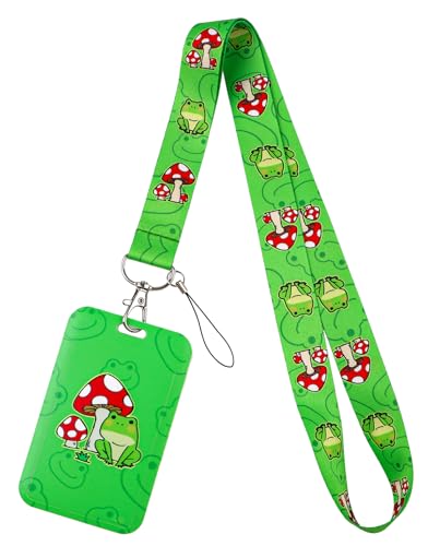 Frosch-Schlüsselband, Ausweishalter, roter Pilz, Hartplastik, Namensschild-Hülle für Schlüsselkarten, Arbeits-Schlüsselanhänger, Schlüsselband für Damen und Herren Frosch-Schlüsselband, Ausweishalter, roter Pilz, Hartplastik, Namensschild-Hülle für Schlüsselkarten, Arbeits-Schlüsselanhänger, Schlüsselband für Damen und Herren von DMLSKY