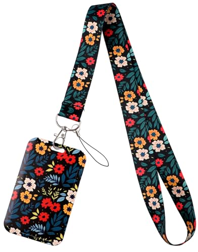 Schlüsselband mit Blumenmuster, Hartplastik, Namensschild-Hülle für Schlüsselkarten, Arbeits-Schlüsselanhänger, Schlüsselband für Damen und Herren, Rot und Gelb Schlüsselband mit Blumenmuster, Hartplastik, Namensschild-Hülle für Schlüsselkarten, Arbeits-Schlüsselanhänger, Schlüsselband für Damen und Herren, Rot und Gelb von DMLSKY