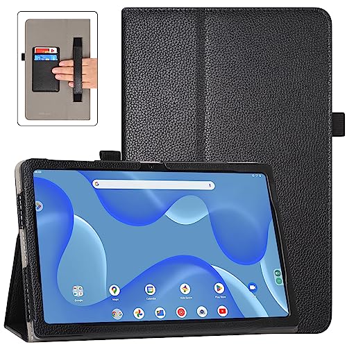 DMLuna Schutzhülle für Onn 10,4 Zoll Tablet Pro 2023 (Modell: 100110603) (nicht passend für Onn 10,1 / 11 Zoll Tablet Pro), Folio Premium PU Leder Stand Cover mit Handschlaufe/Kartenschlitz, Schwarz von DMLuna