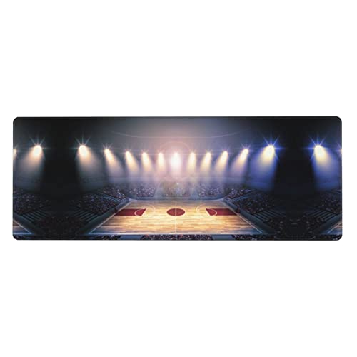 Basketball Arena Mauspad – Schreibtischunterlage großes Gaming-Mauspad 80 x 20 cm mit genähten Kanten, rutschfeste Unterseite, wasserabweisend von DMORJ