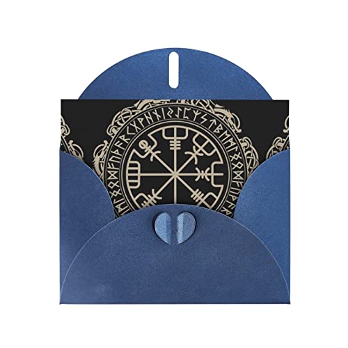 Blaues magisches Design nordische Runen Kompass hochwertige Perlenpapier-Grußkarte: >> 10,2 x 15,2 cm, für Geburtstagskarte, Valentinstagskarte, Einladungskarte, Qualität von DMORJ