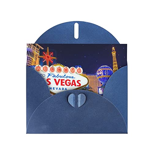 Blue Las Vegas Night City hochwertige Perlenpapier-Grußkarte: > 10,2 x 15,2 cm, für Geburtstagskarte, Valentinstag, Hochzeitstag, Abschlussfeier, Einladungskarte usw. von DMORJ
