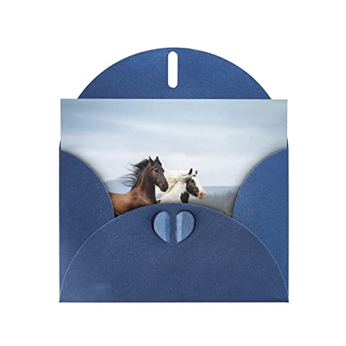 DMORJ Blue Horses Running Art hochwertige Perlenpapier-Grußkarte: 10,2 x 15,2 cm, für Geburtstagskarte, Valentinstagskarte, Einladungskarte, Qualität von DMORJ