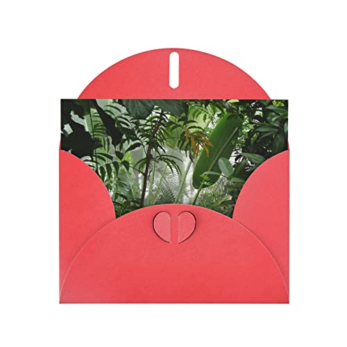 DMORJ Grußkarte, Rot, tropischer Regenwald, hochwertiges Perlenpapier, 10,2 x 15,2 cm, für Geburtstagskarte, Party-Einladungskarte von DMORJ