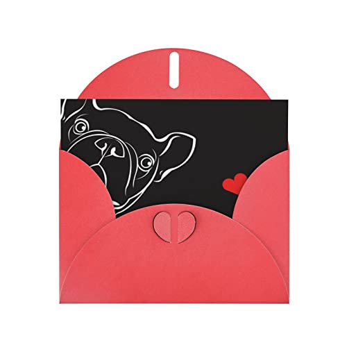 DMORJ Grußkarte mit roter französischer Bulldogge, hochwertiges Perlenpapier, 10,2 x 15,2 cm, für Geburtstagskarte, Hochzeitstag, Einladungskarte von DMORJ