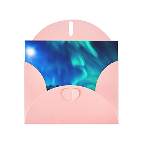 DMORJ Pink Northern Lights Hochwertige Perlpapier-Grußkarte: >> 10,2 x 15,2 cm, für Geburtstagskarte, Valentinstagskarte, Einladungskarte, Qualität von DMORJ