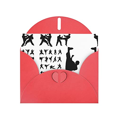 DMORJ Rote Silhouetten von Kampfsport, hochwertige Perlenpapier-Grußkarte: 10,2 x 15,2 cm, für Geburtstagskarte, Party-Einladungskarte von DMORJ