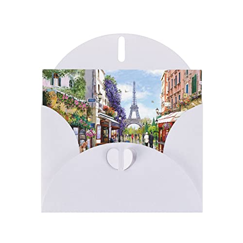 DMORJ White Paris Street Scene Eiffelturm, hochwertige Perlenpapier-Grußkarte: >> 10,2 x 15,2 cm, für Geburtstagskarte, Valentinstagskarte, Einladungskarte, Qualität von DMORJ