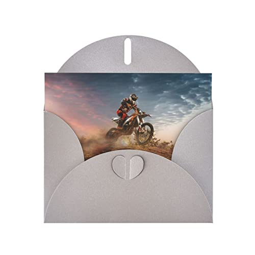 Graues Motocross-Grußkarte, hochwertiges Perlenpapier, 10,2 x 15,2 cm, für Geburtstagskarte, Valentinstag, Hochzeitstag, Abschlussfeier, Einladungskarte usw. von DMORJ