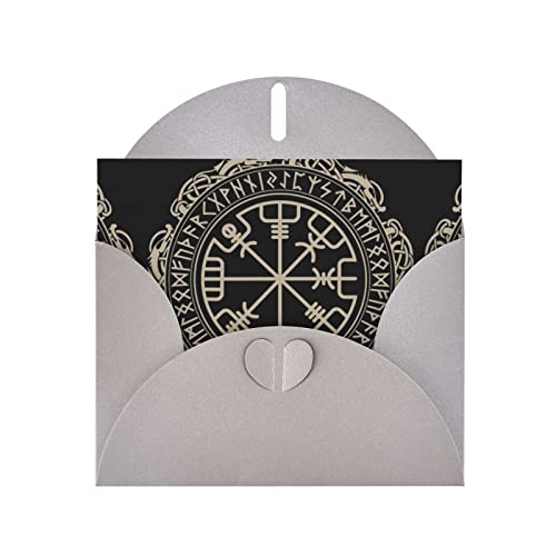 Graues magisches Design nordische Runen Kompass hochwertige Perlenpapier-Grußkarte: >> 10,2 x 15,2 cm, für Geburtstagskarte, Valentinstagskarte, Einladungskarte, Qualität von DMORJ