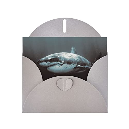 Grußkarte mit weißem Hai, hochwertiges Perlenpapier, 10,2 x 15,2 cm, für Geburtstagskarte, Valentinstagskarte, Einladungskarte, Qualität von DMORJ