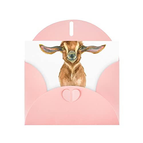 Pink Farm Tier Ziege hochwertige Perlenpapier-Grußkarte – 10,2 x 15,2 cm, für Geburtstagskarte, Hochzeitstag, Einladungskarte von DMORJ