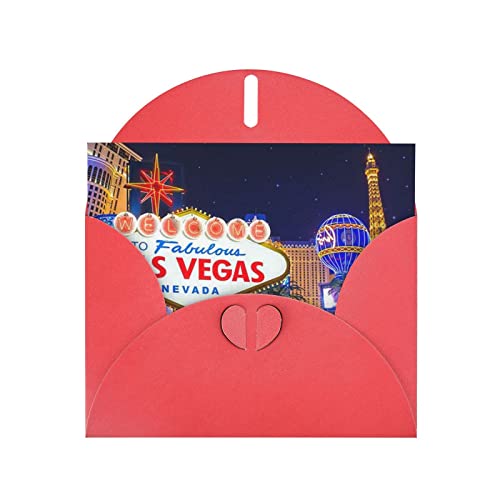 Red Las Vegas Night City hochwertige Perlenpapier-Grußkarte: > 10,2 x 15,2 cm, für Geburtstagskarte, Valentinstag, Hochzeitstag, Abschlussfeier, Einladungskarte usw. von DMORJ