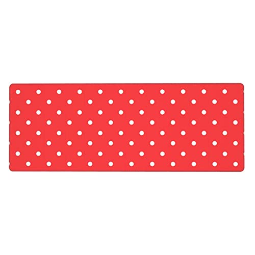 Rot und Weiß gepunktetes Mauspad: >> Schreibtischunterlage, großes Gaming-Mauspad, 80 x 20 cm, mit genähten Kanten, rutschfeste Unterseite, wasserabweisend von DMORJ