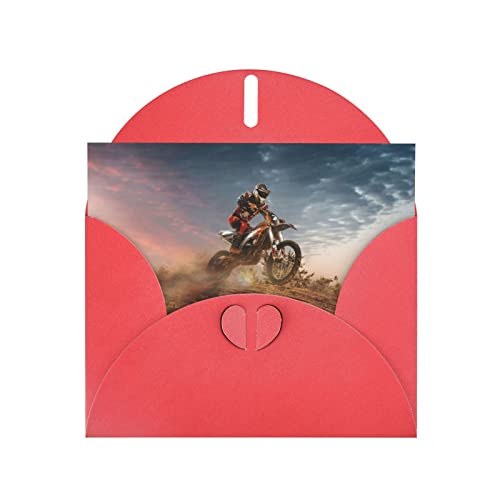 Rote Motocross-Grußkarte, hochwertiges Perlenpapier, 10,2 x 15,2 cm, für Geburtstagskarte, Valentinstag, Hochzeitstag, Abschlussfeier, Einladungskarte usw. von DMORJ