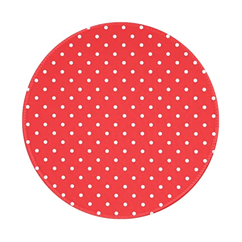 Rundes Mauspad, Rot und Weiß, gepunktet, Muster: >> 1 Stück 20,3 cm (8 Zoll), Büro, Laptop, hübsche, trendige Matte, personalisierte tragbare Reise-Schreibtischunterlage von DMORJ