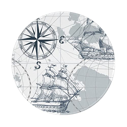 Rundes Mauspad mit Segelboot-Motiv, 20,3 cm (8 Zoll), für Büro, Laptop, hübsche, trendige Matte, personalisierbare, tragbare Reise-Schreibtischunterlage von DMORJ