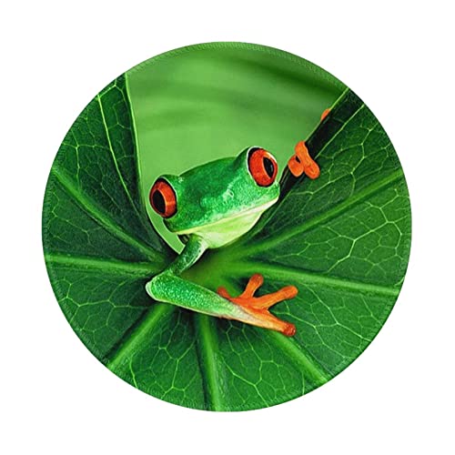 Rundes Mauspad mit niedlichem Frosch-Muster, 1 Stück, 20,3 cm (8 Zoll), Büro, Laptop, hübsche, trendige Matte, personalisierbare, tragbare Reise-Schreibtischunterlage von DMORJ