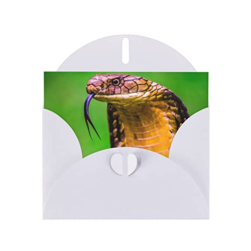 Weiße Kobra-Schlange, hochwertige Perlenpapier-Grußkarte, 10,2 x 15,2 cm, für Geburtstagskarte, Valentinstag, Hochzeitstag, Abschlussfeier, Einladungskarte usw. von DMORJ