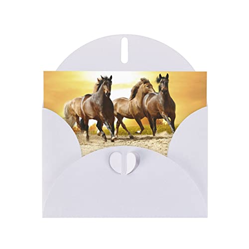 Weißes Pferd hochwertige Perlenpapier-Grußkarte => 10,2 x 15,2 cm, für Geburtstagskarte, Valentinstag, Hochzeitstag, Abschlussfeier, Einladungskarte usw. von DMORJ