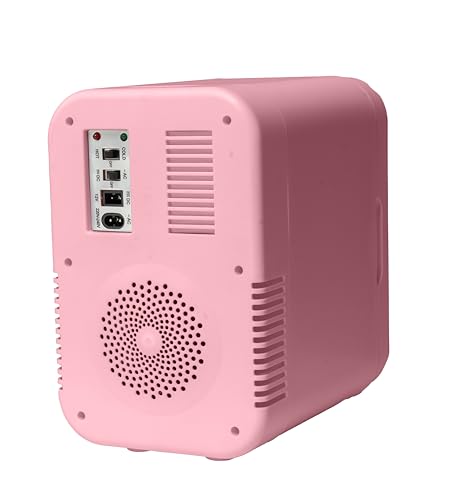 DMS 6L Kompakter Mini-Kühlschrank mit Heizfunktion, 220-240V, 36-58W, 18-20°C Kühlung, 55°C Heizung, Dual-Core-Kühlung, Touch-Tasten, LCD-Anzeige, 12V-Adapter, Steckdose, Anzünder, KB-06 (Rosa) von DMS