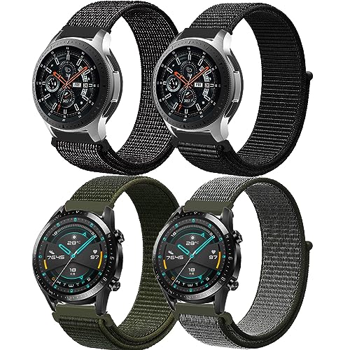 22mm Nylon Armband für Samsung Galaxy Watch 3 Armband 45mm/Galaxy Watch 46mm/Gear S3 Frontier/Classic,4ST Sport Uhrenarmband für Garmin vivoactive 4/Venu 2/3,HUAWEI Watch GT/GT2/GT2e/GT3/GT4 Pro Band von DMVEIMAL