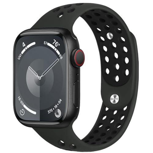 DMVEIMAL Sportarmband für Apple Watch Armband 40mm 41mm 38mm iWatch Armbänder 44mm 45mm 42mm Herren/Damen,Weiches Atmungsaktiv Silikon Band für Apfelband Series 9 8 7 6 5 4 3 Se Ultra/2 49mm Nike+ von DMVEIMAL