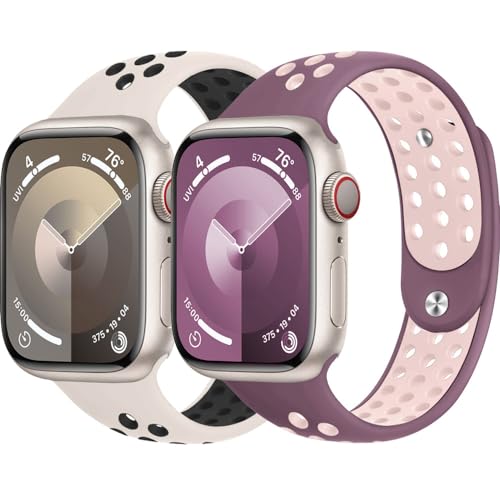 DMVEIMAL Sportarmband für Apple Watch Armband 40mm 41mm 44mm 45mm 49mm iWatch Armbänder 38mm 42mm Herren/Damen,Weiches Atmungsaktiv Silikon Band für Apfelband Series 9 8 7 6 5 4 3 Se Ultra/2 Nike+ von DMVEIMAL