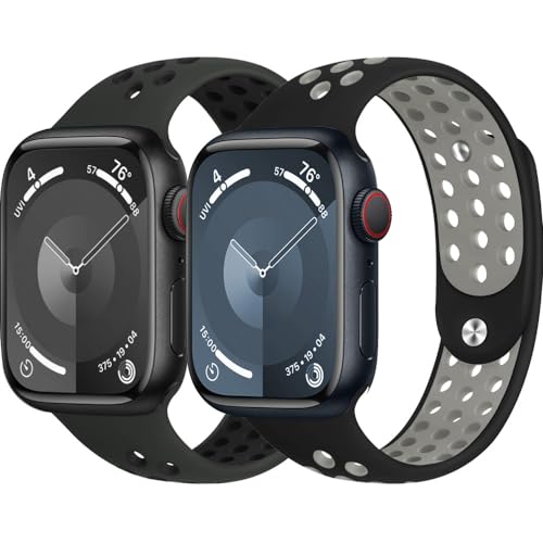 DMVEIMAL Sportarmband für Apple Watch Armband 40mm 41mm 44mm 45mm 49mm iWatch Armbänder 38mm 42mm Herren/Damen,Weiches Atmungsaktiv Silikon Band für Apfelband Series 9 8 7 6 5 4 3 Se Ultra/2 Nike+ von DMVEIMAL