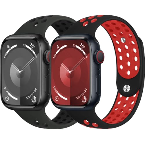 DMVEIMAL Sportarmband für Apple Watch Armband 40mm 41mm 44mm 45mm 49mm iWatch Armbänder 38mm 42mm Herren/Damen,Weiches Atmungsaktiv Silikon Band für Apfelband Series 9 8 7 6 5 4 3 Se Ultra/2 Nike+ von DMVEIMAL