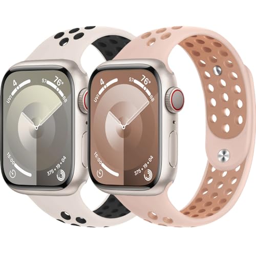 Sportarmband für Apple Watch Armband 40mm 41mm 44mm 45mm 46mm 49mm iWatch Armbänder 38mm 42mm Herren/Damen,Weiches Atmungsaktiv Silikon Band für Apfelband Series 10 9 8 7 6 5 4 3 Se Ultra/2 Nike+ Sportarmband für Apple Watch Armband 40mm 41mm 44mm 45mm 46mm 49mm iWatch Armbänder 38mm 42mm Herren/Damen,Weiches Atmungsaktiv Silikon Band für Apfelband Series 10 9 8 7 6 5 4 3 Se Ultra/2 Nike+ von DMVEIMAL