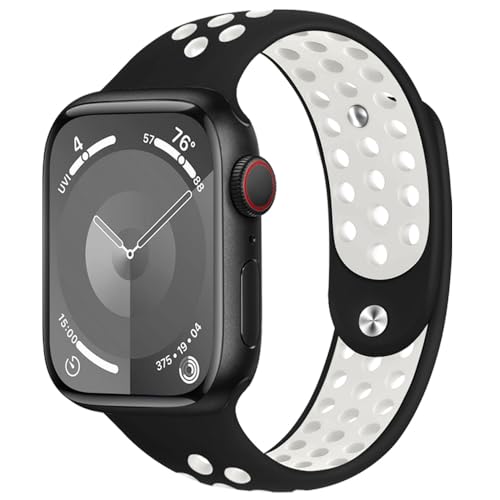 DMVEIMAL Sportarmband für Apple Watch Armband 44mm 45mm 42mm iWatch Armbänder 40mm 41mm 38mm Herren/Damen,Weiches Atmungsaktiv Silikon Band für Apfelband Series 9 8 7 6 5 4 3 Se Ultra/2 49mm Nike+ von DMVEIMAL