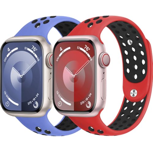 Sportarmband für Apple Watch Armband 40mm 41mm 44mm 45mm 46mm 49mm iWatch Armbänder 38mm 42mm Herren/Damen,Weiches Atmungsaktiv Silikon Band für Apfelband Series 10 9 8 7 6 5 4 3 Se Ultra/2 Nike+ Sportarmband für Apple Watch Armband 40mm 41mm 44mm 45mm 46mm 49mm iWatch Armbänder 38mm 42mm Herren/Damen,Weiches Atmungsaktiv Silikon Band für Apfelband Series 10 9 8 7 6 5 4 3 Se Ultra/2 Nike+ von DMVEIMAL