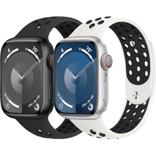 DMVEIMAL Sportarmband für Apple Watch Armband 45mm 44mm 49mm 40mm 41mm iWatch Armbänder 42mm 38mm Herren/Damen,Weiches Atmungsaktiv Silikon Band für Apfelband Series 9 8 7 6 5 4 3 Se Ultra/2 Nike+ von DMVEIMAL