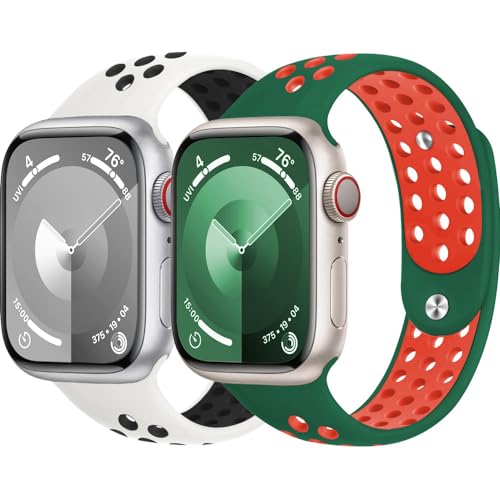 Sportarmband für Apple Watch Armband 40mm 41mm 44mm 45mm 46mm 49mm iWatch Armbänder 38mm 42mm Herren/Damen,Weiches Atmungsaktiv Silikon Band für Apfelband Series 10 9 8 7 6 5 4 3 Se Ultra/2 Nike+ Sportarmband für Apple Watch Armband 40mm 41mm 44mm 45mm 46mm 49mm iWatch Armbänder 38mm 42mm Herren/Damen,Weiches Atmungsaktiv Silikon Band für Apfelband Series 10 9 8 7 6 5 4 3 Se Ultra/2 Nike+ von DMVEIMAL