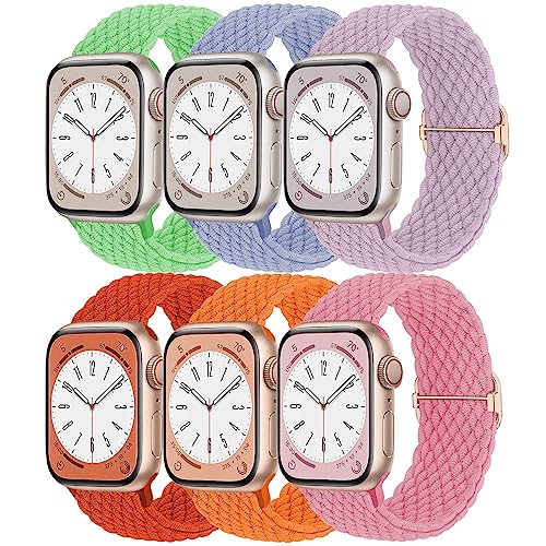 Geflochten Armband für Apple Watch Armband 40mm 41mm 44mm 45mm Ultra/2 49mm 42mm 38mm Damen/Herren,Elastisch Nylon Solo Loop Band für Apfelband Apple Watch SE Armband iWatch Series 9/8/7/6/5/4/3/2 von DMVEIMAL