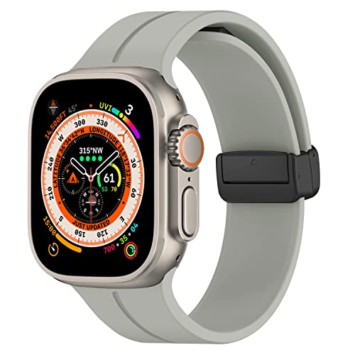 DMVEIMAL Magnet Armband für Apple Watch Armband 40mm 41mm 38mm 44mm 45mm 42mm Herren/Damen,Weich Sport Silikon Band für Apfelband iWatch Series 9/8/7/6/5/4/3/2/SE/Ultra/2 49mm,Weltraumgrau von DMVEIMAL