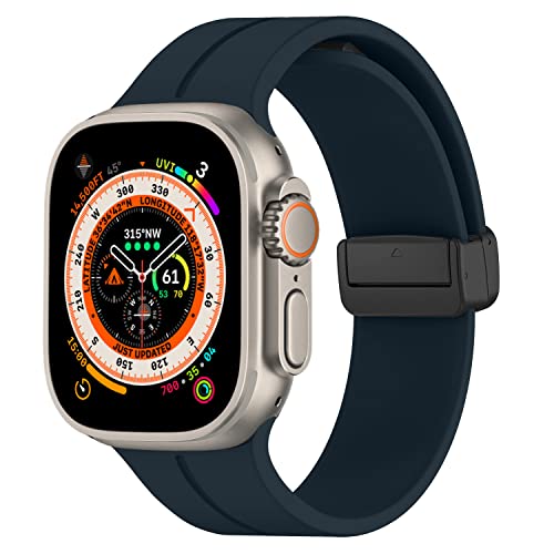 Magnet Armband für Apple Watch Ultra/2 Armband 49mm 46mm 45mm 44mm 41mm 40mm 38mm 42mm Herren/Damen,Weich Silikon Sport Band für Apfelband iWatch Series 10/9/8/7/6/5/4/3/2/SE,Mitternacht Magnet Armband für Apple Watch Ultra/2 Armband 49mm 46mm 45mm 44mm 41mm 40mm 38mm 42mm Herren/Damen,Weich Silikon Sport Band für Apfelband iWatch Series 10/9/8/7/6/5/4/3/2/SE,Mitternacht von DMVEIMAL