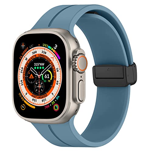 Magnet Armband für Apple Watch Ultra/2 Armband 49mm 45mm 44mm 41mm 40mm 38mm 42mm Herren/Damen,Weich Silikon Sport Band für Apfelband iWatch Series 9/8/7/6/5/4/3/2/SE,Sternenblau von DMVEIMAL