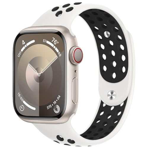 Sportarmband für Apple Watch Armband 40mm 41mm 38mm iWatch Armbänder 46mm 44mm 45mm 42mm Herren/Damen,Weiches Atmungsaktiv Silikon Band für Apfelband Series 10 9 8 7 6 5 4 3 Se Ultra/2 49mm Nike+ Sportarmband für Apple Watch Armband 40mm 41mm 38mm iWatch Armbänder 46mm 44mm 45mm 42mm Herren/Damen,Weiches Atmungsaktiv Silikon Band für Apfelband Series 10 9 8 7 6 5 4 3 Se Ultra/2 49mm Nike+ von DMVEIMAL