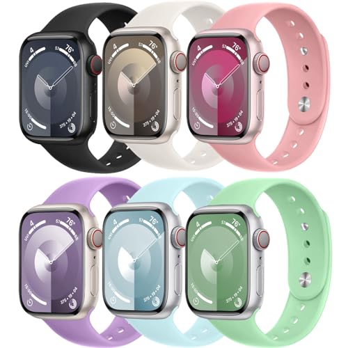 Sportarmband für Apple Watch Armband 44mm 45mm 42mm 40mm 41mm 38mm Herren/Damen,6 ST Weiches Silikon Band Ersatzarmband für Apfelband iWatch Series 8 7 6 5 4 3 2 se Ultra 49mm Strap,Polarstern 3 von DMVEIMAL