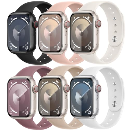 Sportarmband für Apple Watch Armband 44mm 45mm 42mm 40mm 41mm 38mm Herren/Damen,6 ST Weiches Silikon Band Ersatzarmband für Apfelband iWatch Series 8 7 6 5 4 3 2 se Ultra 49mm Strap,Polarstern von DMVEIMAL