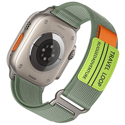 Trail Loop für Apple Watch Armband Ultra/2 49mm 45mm 44mm 42mm 40mm 41mm 38mm iWatch Armbänder Damen/Herren, Nylon Sport Klettverschluss Band für Apfelband SE/2nd Series 9 8 7 6 5 4 3 2,Olivgrün von DMVEIMAL