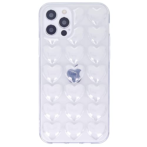 DMaos iPhone 12/iPhone 12 Pro Hülle für Frauen, 3D Pop Blase Herz Niedlich Gel Cover, Nette Girly für iPhone12/iPhone 12 Pro 6,1 Zoll - Transparent von DMaos