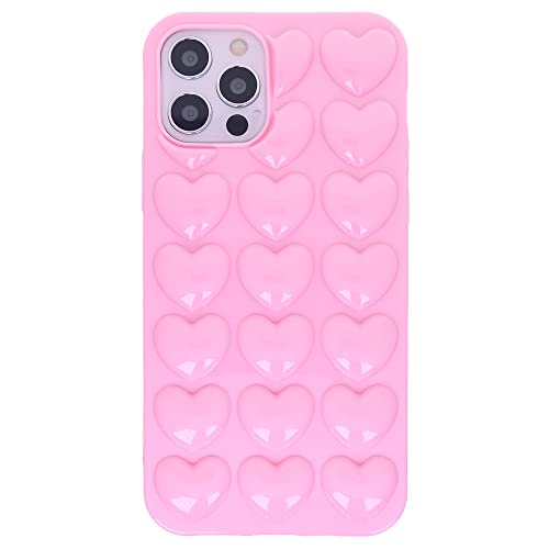 DMaos iPhone 12 Mini Hülle für Frauen, 3D Pop Blase Herz Niedlich Gel Cover, Nette Girly für iPhone12 Mini 5,4 Zoll - Pink von DMaos