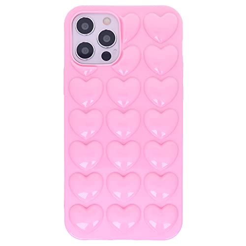 DMaos iPhone 12 Pro Max Hülle für Frauen, 3D Pop Blase Herz Niedlich Gel Cover, Nette Girly für iPhone12 Pro Max 6,7 Zoll - Pink von DMaos