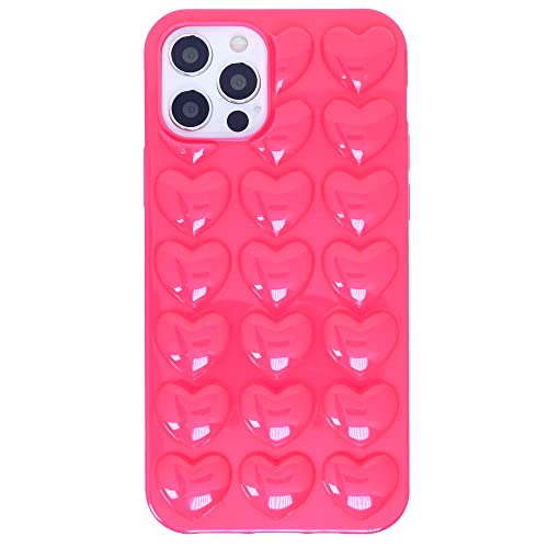 DMaos iPhone 12 Pro Max Hülle für Frauen, 3D Pop Blase Herz Niedlich Gel Cover, Nette Girly für iPhone12 Pro Max 6,7 Zoll - Rosa von DMaos