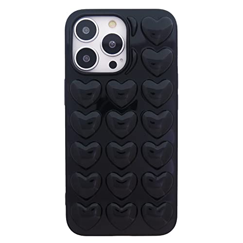 DMaos iPhone 13 Hülle für Frauen, 3D Pop Blase Herz Niedlich Gel Cover, Nette Girly für iPhone13 6,1 Zoll - Schwarz von DMaos