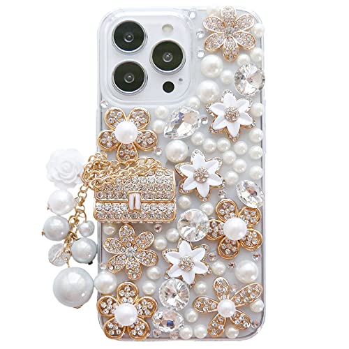 DMaos iPhone 13 Mini Damen Hülle, Girly Handtaschen-Design, glitzernde Strass-Hülle, niedliche Bling-Diamant-Schneeblume, Schönheit für iPhone13 Mini 5,4 Zoll 2021 von DMaos