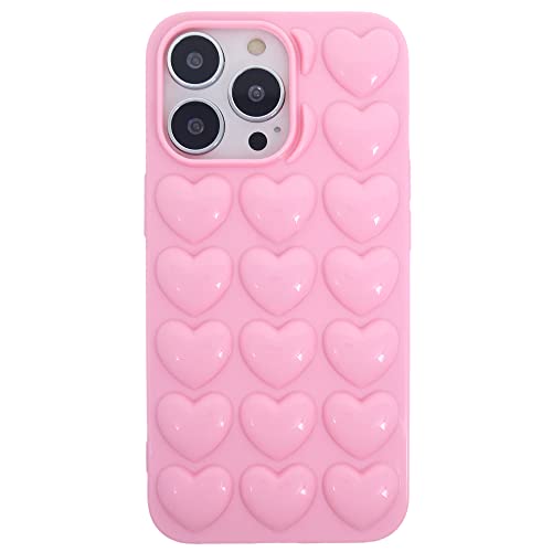 DMaos iPhone 13 Pro Hülle für Frauen, 3D Pop Blase Herz Niedlich Gel Cover, Nette Girly für iPhone13 Pro 6,1 Zoll - Pink von DMaos